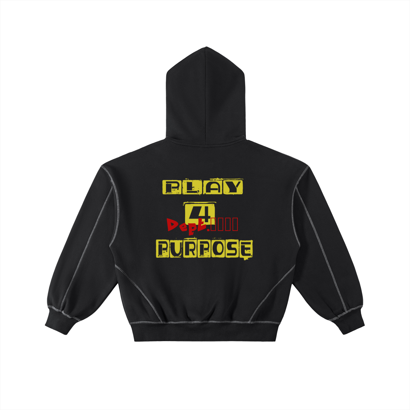 Daily fusion Contrast-Stitched Boxy Fleece Zip Hoodie
