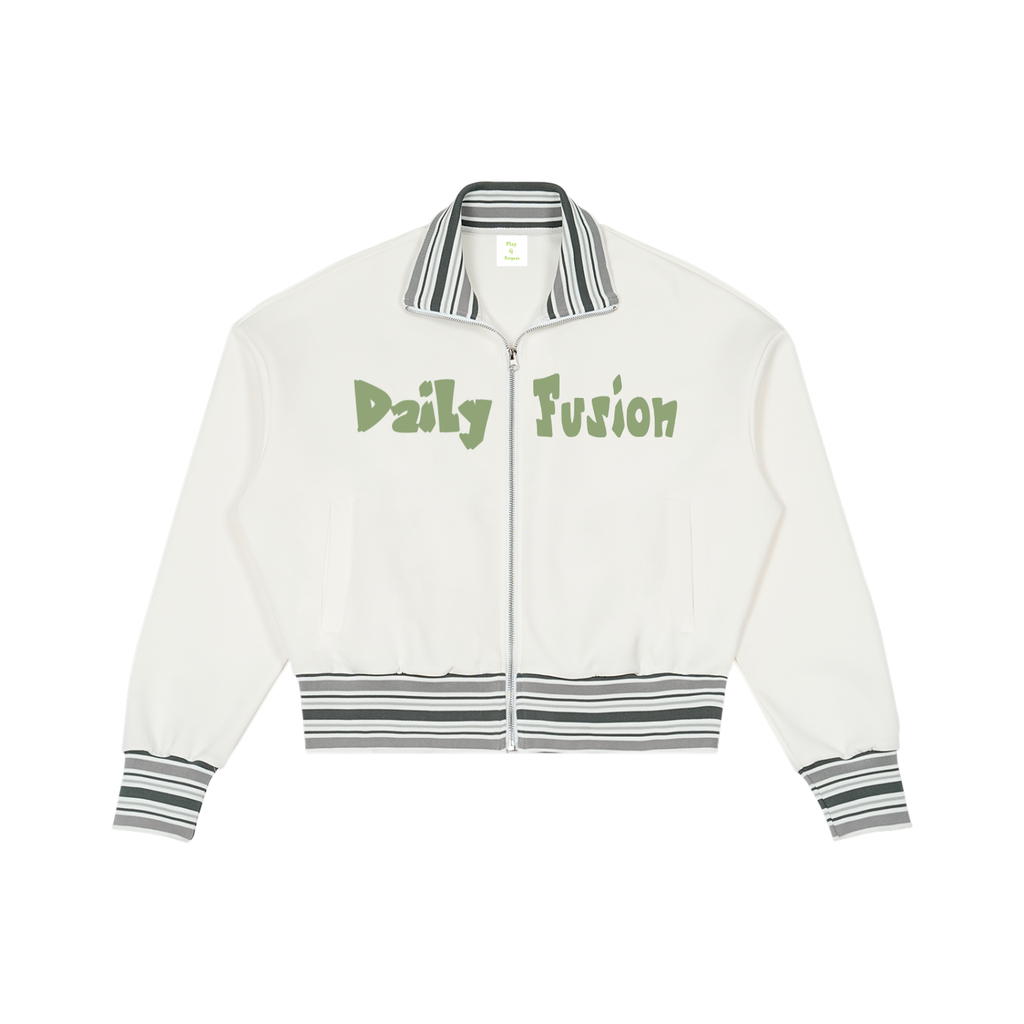 Daily fusion Striped Rib Collar Zip Jacket