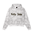Daily fusion Dirty Washed Zip-Up Fleece Hoodie
