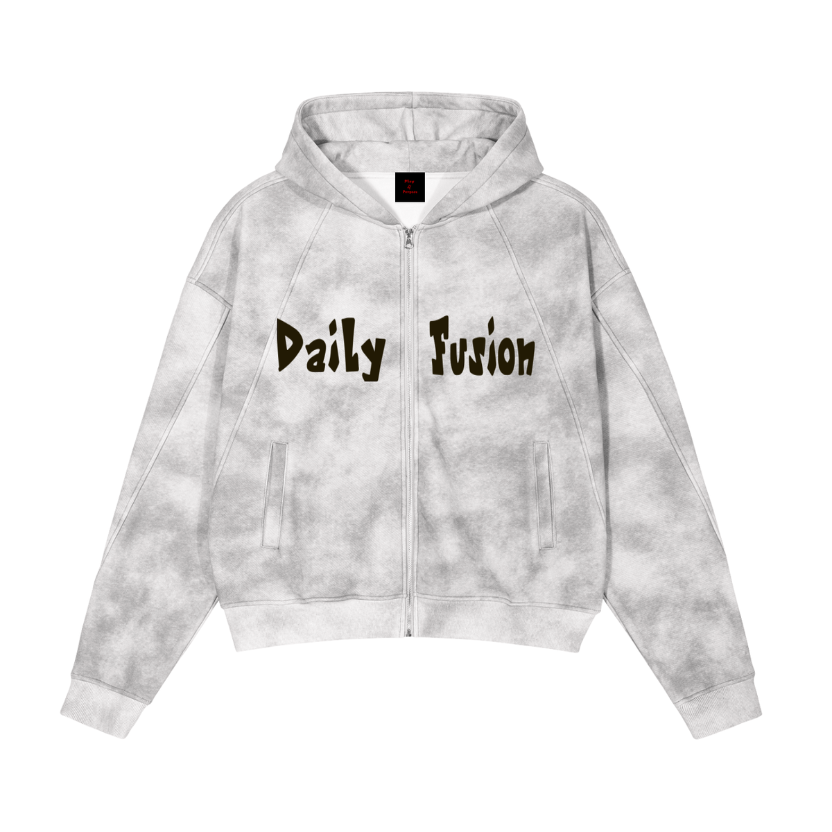 Daily fusion Dirty Washed Zip-Up Fleece Hoodie