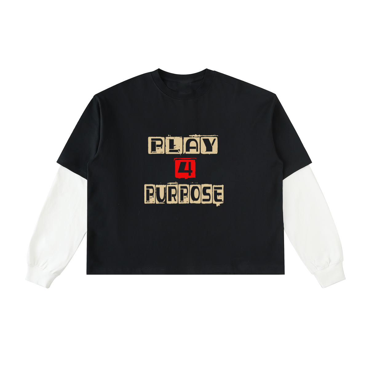 Daily fusion Exclusive Layered Contrast Sleeve Cotton T-Shirt