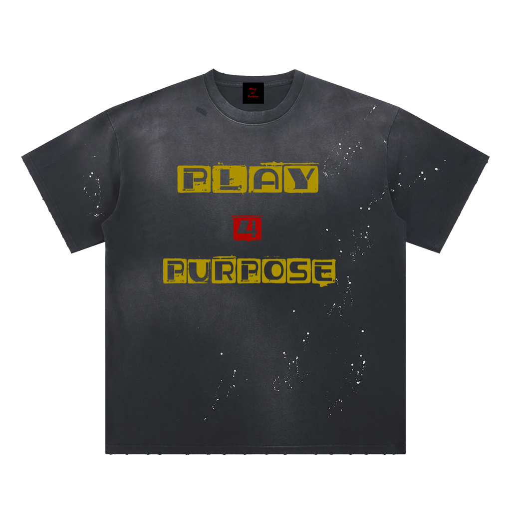 Daily fusion Hand-Frayed Sunfade Paint Splatter T-Shirt